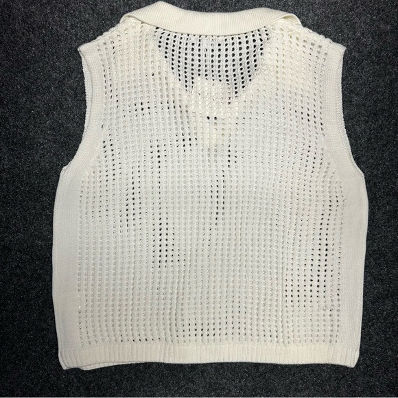 Crochet mesh tank sporty chic white polo vest tennis golf old money preppy - Picture 6 of 6